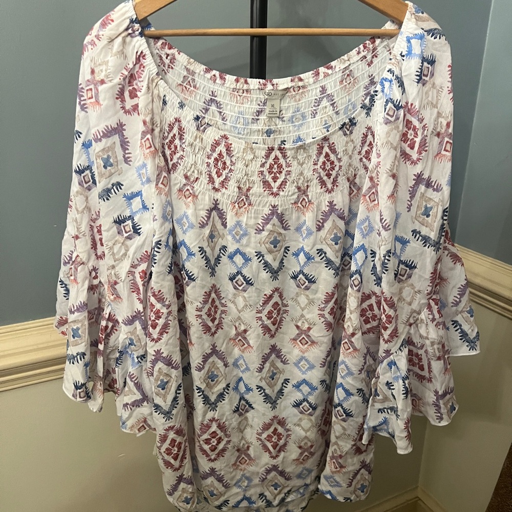 Cato Multicolor‎ Boho Blouse western XL elastic neck